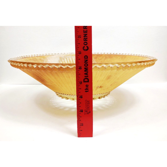 15" Art Deco Semi Flush Mount Peach Ribbed Glass Light Shade Heavy 40 50s Atomic - Picture 9 of 11